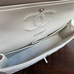 CHANEL Handbag 20B Ivory Caviar Quilted Classic Flap Medium Silver Hardware - Redeluxe