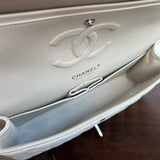 CHANEL Handbag 20B Ivory Caviar Quilted Classic Flap Medium Silver Hardware - Redeluxe