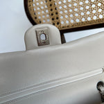 CHANEL Handbag 20B Ivory Caviar Quilted Classic Flap Medium Silver Hardware - Redeluxe