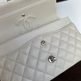CHANEL Handbag 20B Ivory Caviar Quilted Classic Flap Medium Silver Hardware - Redeluxe