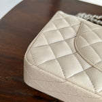 CHANEL Handbag 20B Ivory Caviar Quilted Classic Flap Medium Silver Hardware - Redeluxe