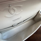 CHANEL Handbag 20B Ivory Caviar Quilted Classic Flap Medium Silver Hardware - Redeluxe