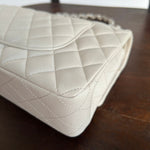 CHANEL Handbag 20B Ivory Caviar Quilted Classic Flap Medium Silver Hardware - Redeluxe