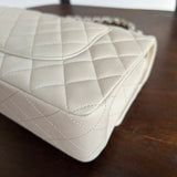 CHANEL Handbag 20B Ivory Caviar Quilted Classic Flap Medium Silver Hardware - Redeluxe