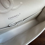 CHANEL Handbag 20B Ivory Caviar Quilted Classic Flap Medium Silver Hardware - Redeluxe