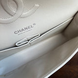 CHANEL Handbag 20B Ivory Caviar Quilted Classic Flap Medium Silver Hardware - Redeluxe