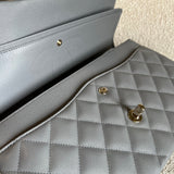 CHANEL Handbag 20C Grey Caviar Quilted Jumbo Classic Flap LGHW - Redeluxe
