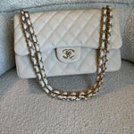 CHANEL Handbag 20C Light Beige Caviar Quilted Jumbo Classic Flap LGHW - Redeluxe