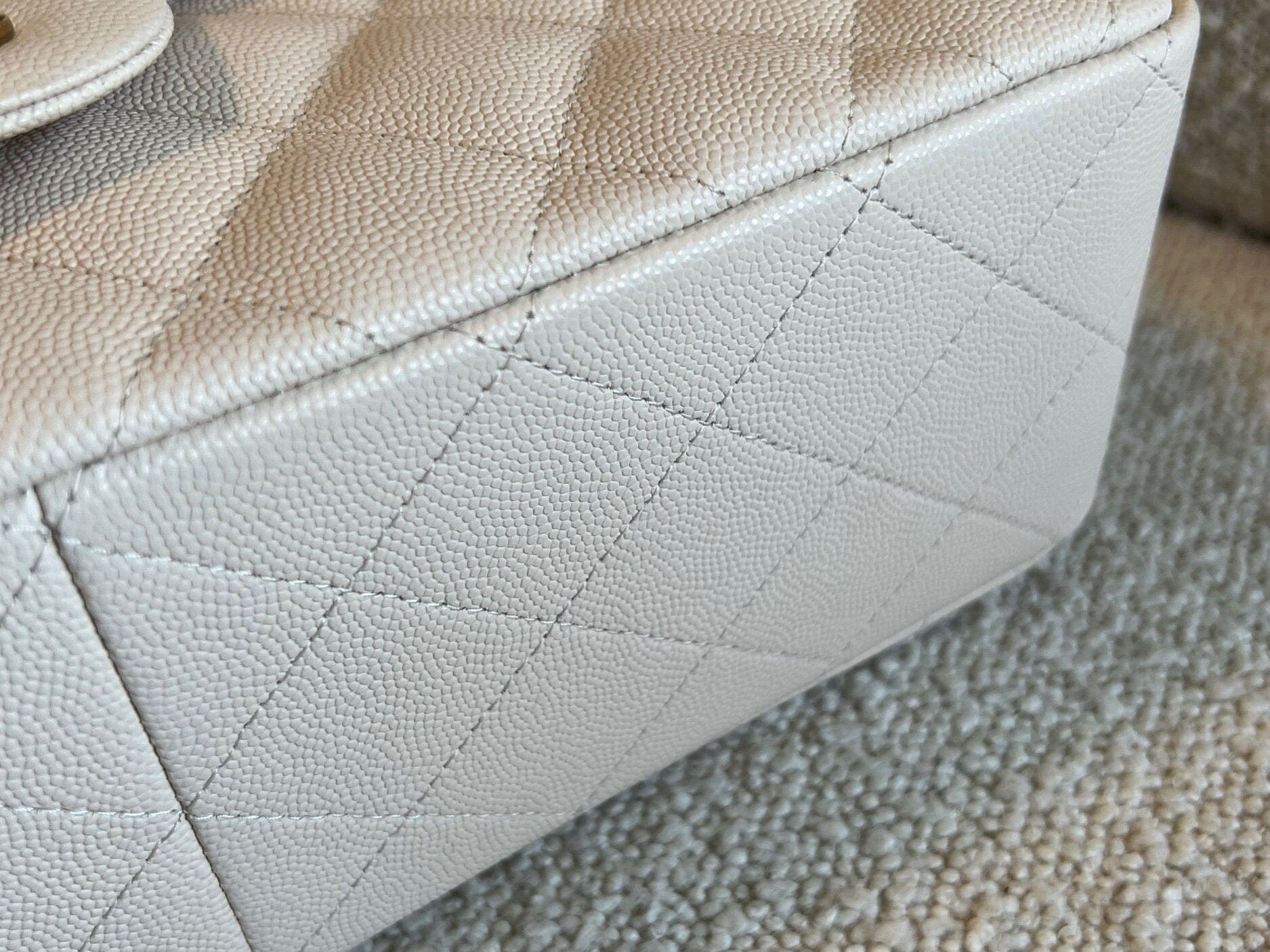 CHANEL Handbag 20C Light Beige Caviar Quilted Jumbo Classic Flap LGHW - Redeluxe