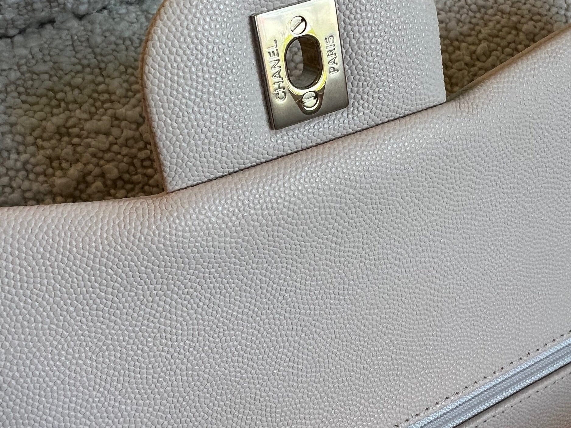 CHANEL Handbag 20C Light Beige Caviar Quilted Jumbo Classic Flap LGHW - Redeluxe