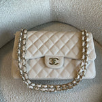 CHANEL Handbag 20C Light Beige Caviar Quilted Jumbo Classic Flap LGHW - Redeluxe