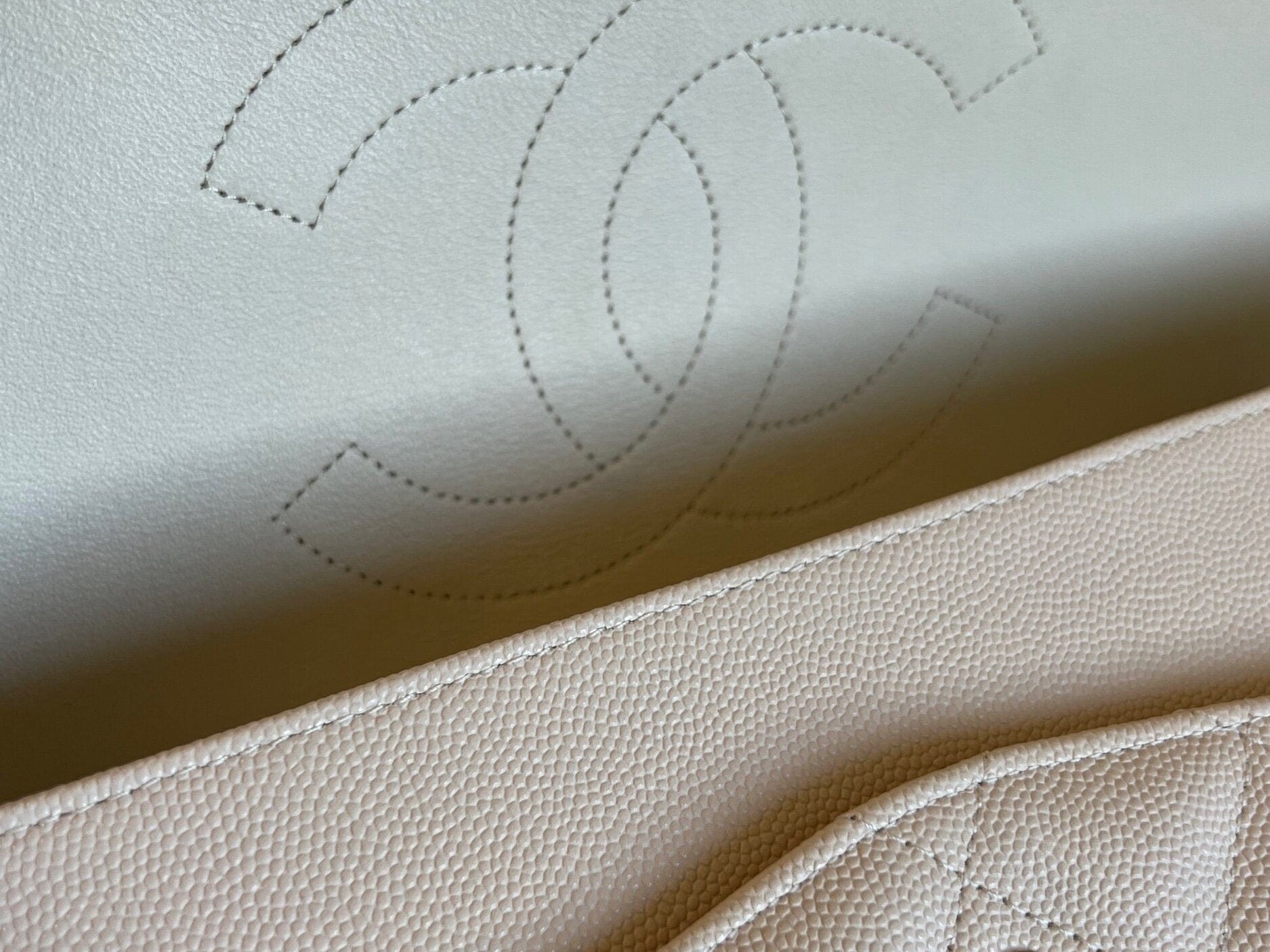 CHANEL Handbag 20C Light Beige Caviar Quilted Jumbo Classic Flap LGHW - Redeluxe