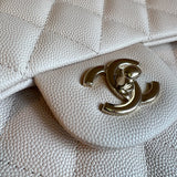 CHANEL Handbag 20C Light Beige Caviar Quilted Jumbo Classic Flap LGHW - Redeluxe