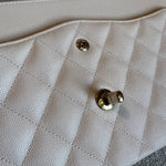 CHANEL Handbag 20C Light Beige Caviar Quilted Jumbo Classic Flap LGHW - Redeluxe