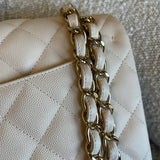 CHANEL Handbag 20C Light Beige Caviar Quilted Jumbo Classic Flap LGHW - Redeluxe
