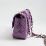 CHANEL Handbag 20C Purple Patent Quilted Mini Rectangular Flap LGHW - Redeluxe