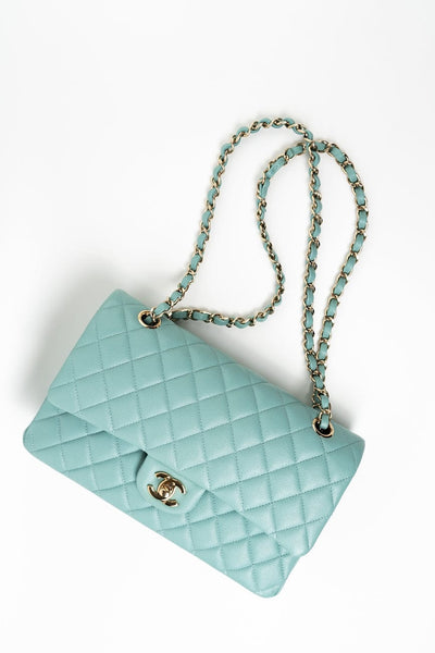 chanel  ティファニーブルー Tiffany Blue Caviar Chanel Classic Flap - Buy Pre-Owned
