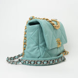 CHANEL Handbag 20C Tiffany Blue Goatskin 19 Flap Small Mixed Hardware - Redeluxe