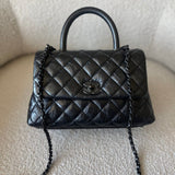 CHANEL Handbag 20P So Black Calfskin Quilted Coco Handle Small with Black Hardware - Redeluxe