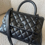 CHANEL Handbag 20P So Black Calfskin Quilted Coco Handle Small with Black Hardware - Redeluxe