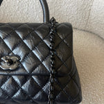 CHANEL Handbag 20P So Black Calfskin Quilted Coco Handle Small with Black Hardware - Redeluxe