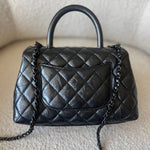 CHANEL Handbag 20P So Black Calfskin Quilted Coco Handle Small with Black Hardware - Redeluxe
