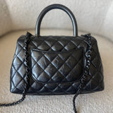 CHANEL Handbag 20P So Black Calfskin Quilted Coco Handle Small with Black Hardware - Redeluxe