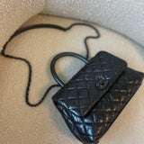 CHANEL Handbag 20P So Black Calfskin Quilted Coco Handle Small with Black Hardware - Redeluxe