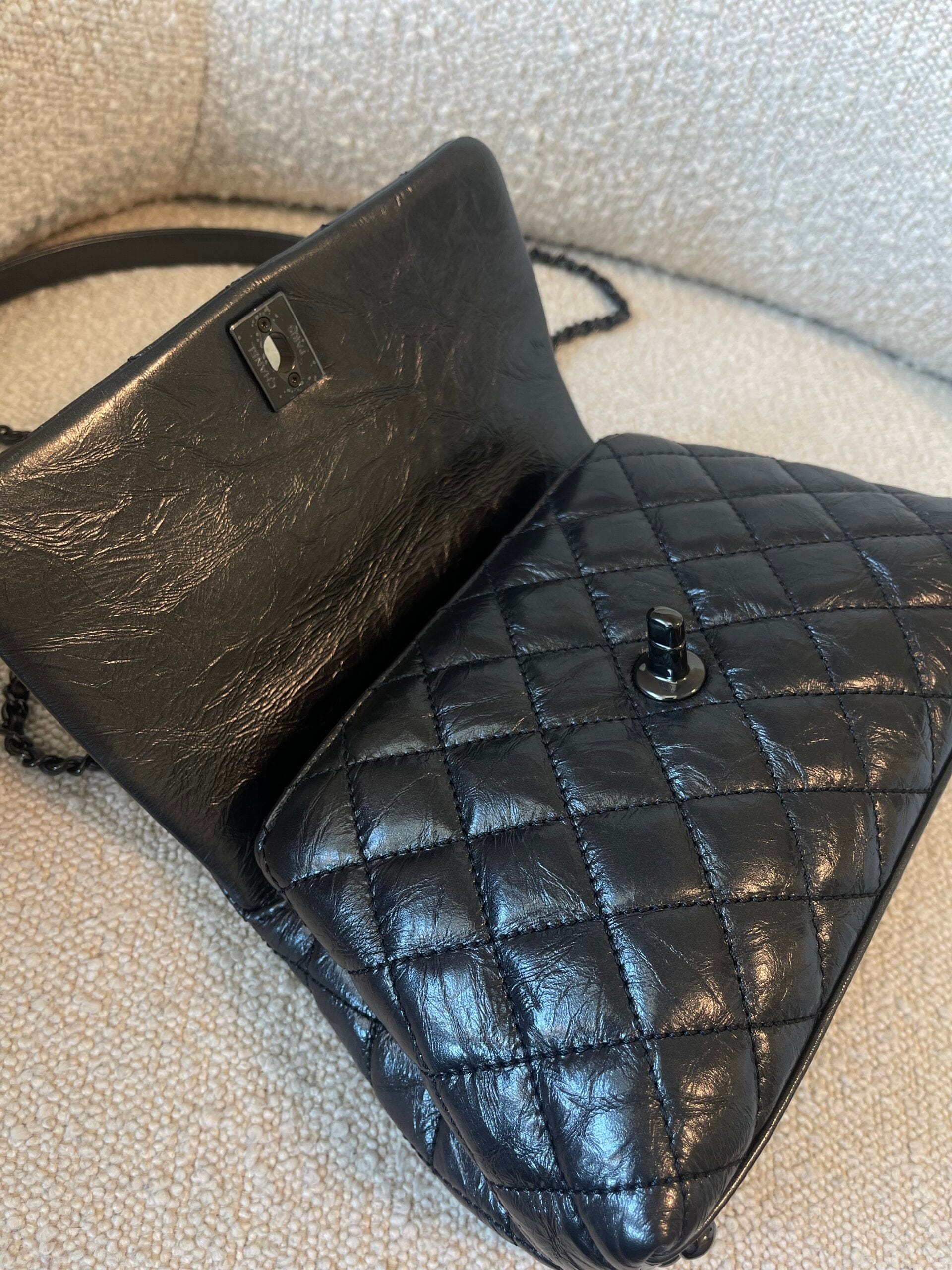 20P So Black Calfskin Quilted Coco Handle Small with Black