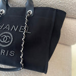 CHANEL Handbag 20S Black Large Deauville Shopping Bag Silver Hardware - Redeluxe