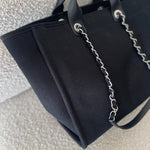 CHANEL Handbag 20S Black Large Deauville Shopping Bag Silver Hardware - Redeluxe