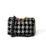 CHANEL Handbag 20S Black / White Ribbon Tweed 19 Flap Mixed Hardware Small - Redeluxe