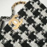 CHANEL Handbag 20S Ecru Black & White Tweed Quilted 19 Flap Small Mixed Hardware - Redeluxe