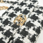 CHANEL Handbag 20S Ecru Black & White Tweed Quilted 19 Flap Small Mixed Hardware - Redeluxe