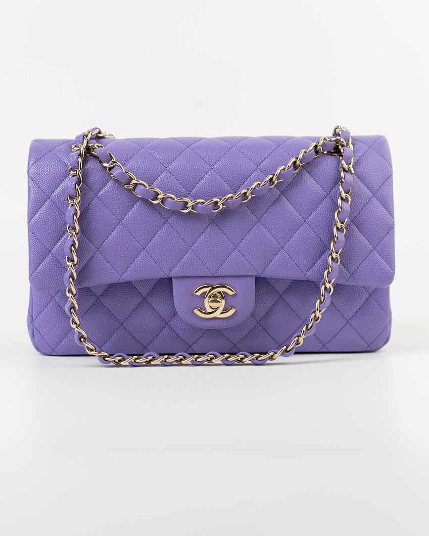 CHANEL Handbag 20S Purple Caviar Quilted Classic Flap Medium - Redeluxe
