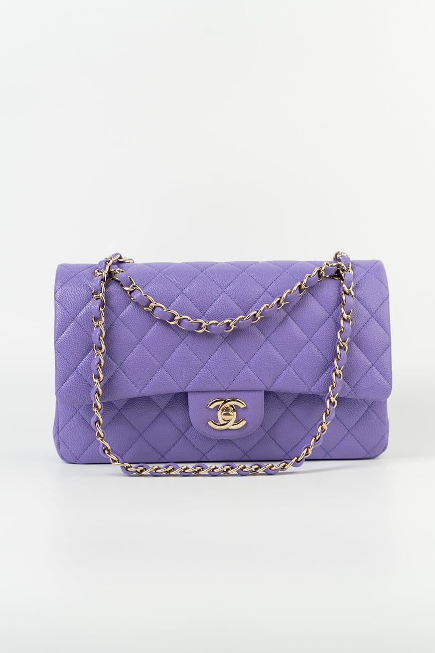 20S Purple Caviar Quilted Classic Flap Medium – REDELUXE