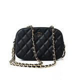 CHANEL Handbag 21A Black Caviar Quilted Camera Case Gold Hardware - Redeluxe