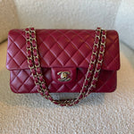CHANEL Handbag 21A Burgundy Lambskin Quilted Classic Flap Medium LGHW - Redeluxe