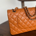 CHANEL Handbag 21A Caramel / Light Brown Caviar Quilted Classic Flap LGHW - Redeluxe