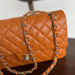 CHANEL Handbag 21A Caramel / Light Brown Caviar Quilted Classic Flap LGHW - Redeluxe
