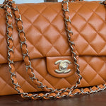 CHANEL Handbag 21A Caramel / Light Brown Caviar Quilted Classic Flap LGHW - Redeluxe