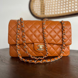CHANEL Handbag 21A Caramel / Light Brown Caviar Quilted Classic Flap LGHW - Redeluxe