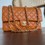 CHANEL Handbag 21A Caramel / Light Brown Caviar Quilted Classic Flap LGHW - Redeluxe