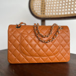 CHANEL Handbag 21A Caramel / Light Brown Caviar Quilted Classic Flap LGHW - Redeluxe