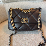 CHANEL Handbag 21A Dark Brown Lambskin Quilted 19 Flap Small MHW - Redeluxe
