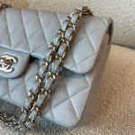 CHANEL Handbag 21A Grey Caviar Quilted Classic Flap Small LGHW - Redeluxe