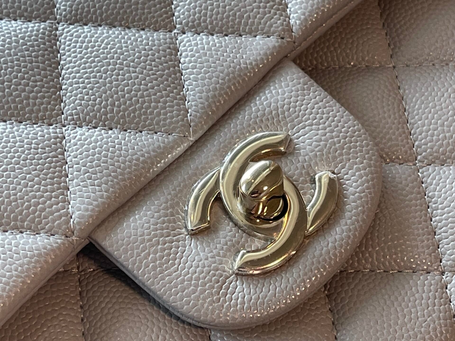 CHANEL Handbag 21A Grey Caviar Quilted Classic Flap Small LGHW - Redeluxe