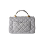 CHANEL Handbag 21A Grey Lambskin Quilted Mini Top Handle Antique Gold Hardware - Redeluxe