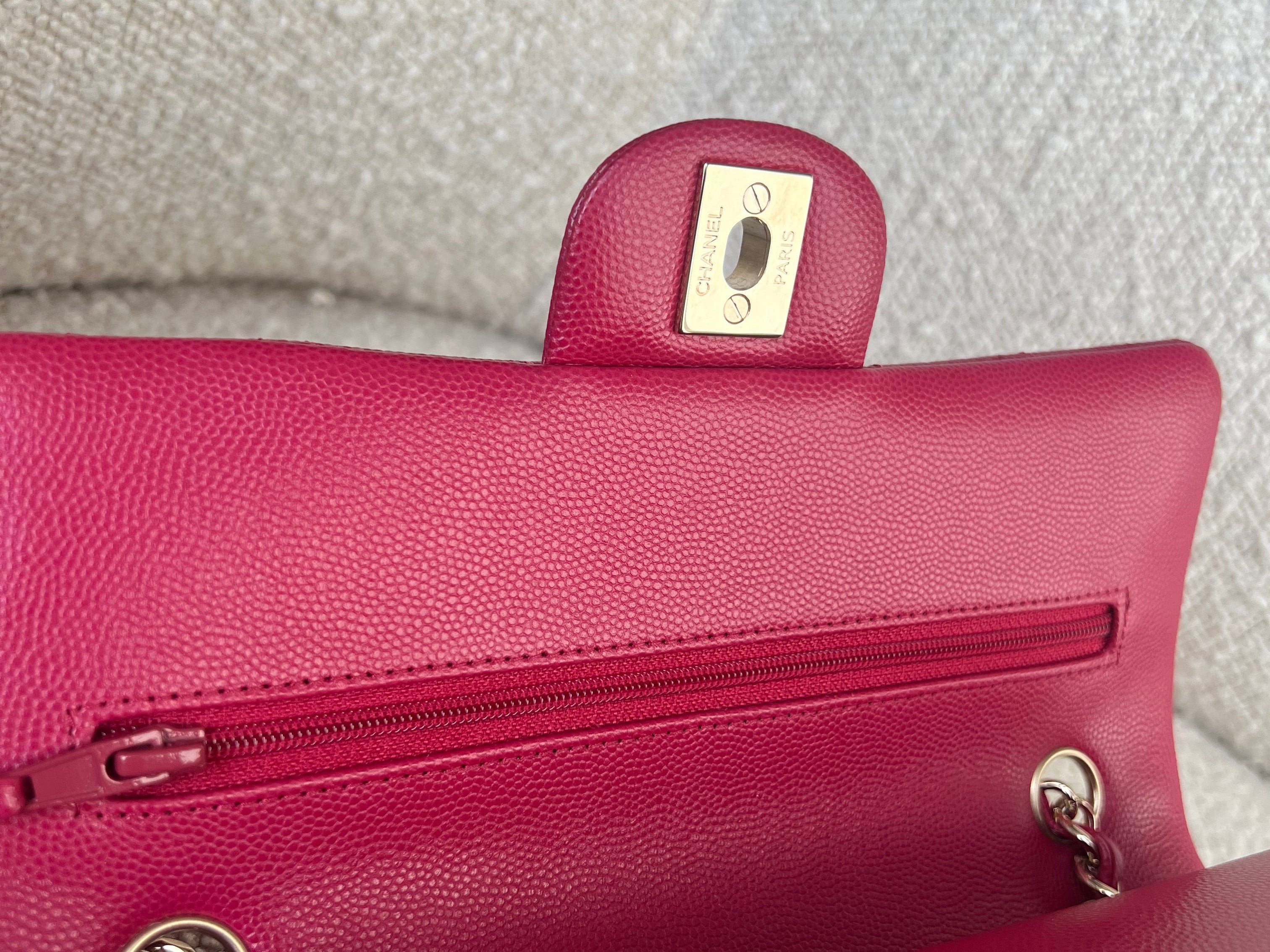 CHANEL Handbag 21A Pink Caviar Quilted Classic Flap Small - Redeluxe