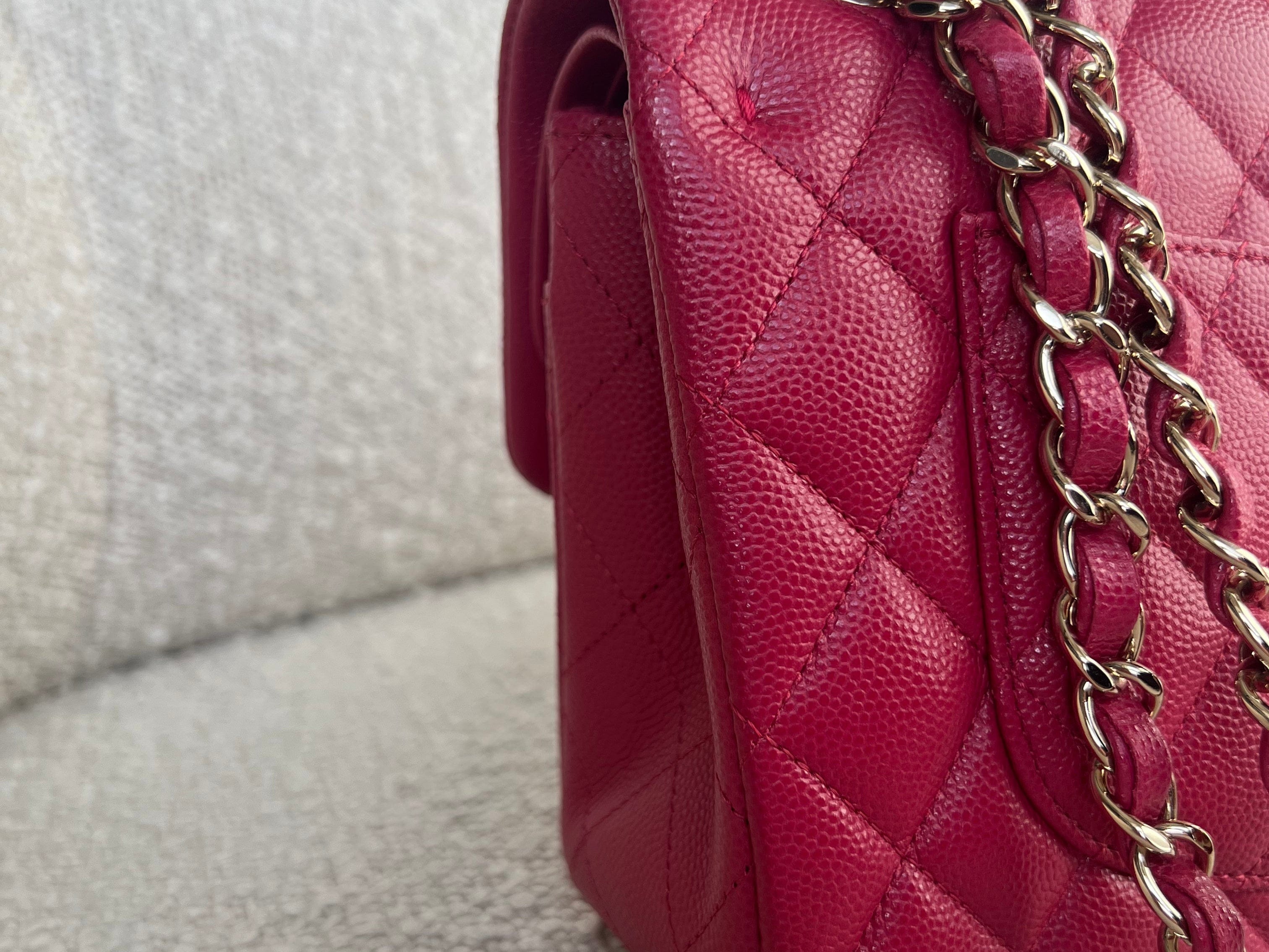 CHANEL Handbag 21A Pink Caviar Quilted Classic Flap Small - Redeluxe